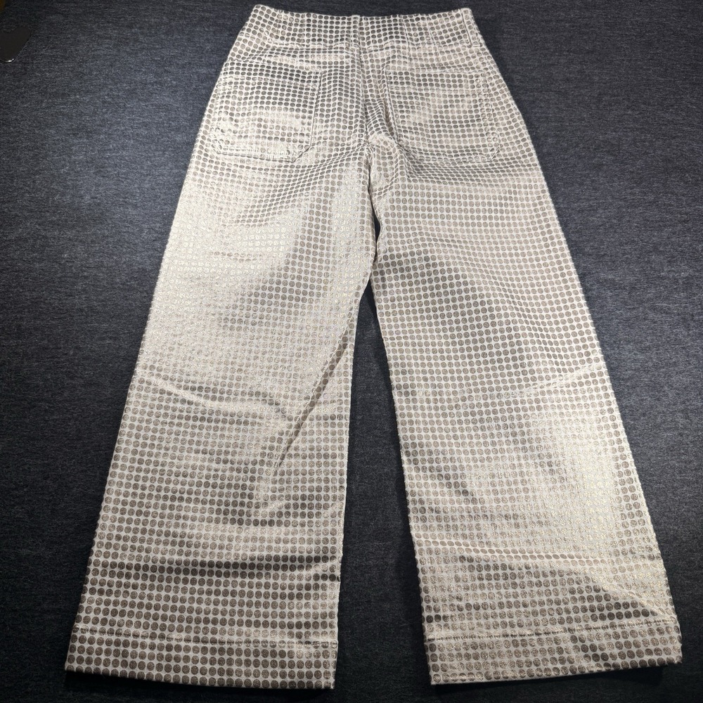 Anthropologie Maeve Womens  27 Colette Gold Metallic Polka Dot Wide Leg Pants - Picture 6 of 9